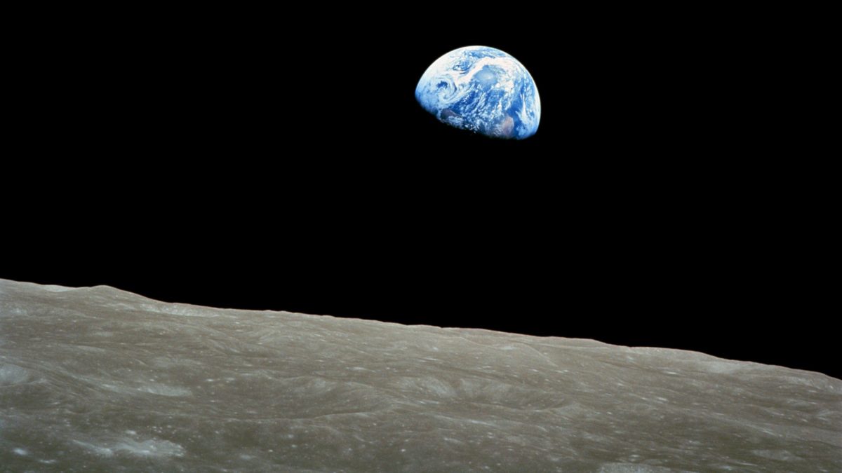Earthrise as seen from the moon by the Apollo astronauts